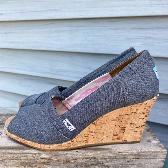 Toms Shoes - TOMS Denim Cork Wedge Sandals